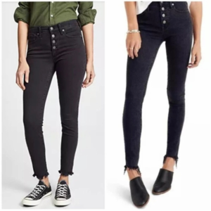 Madewell button fly raw hem high rise skinny